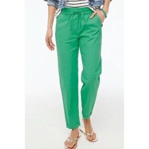 J.Crew Green Linen Cotton Blend Drawstring Pant